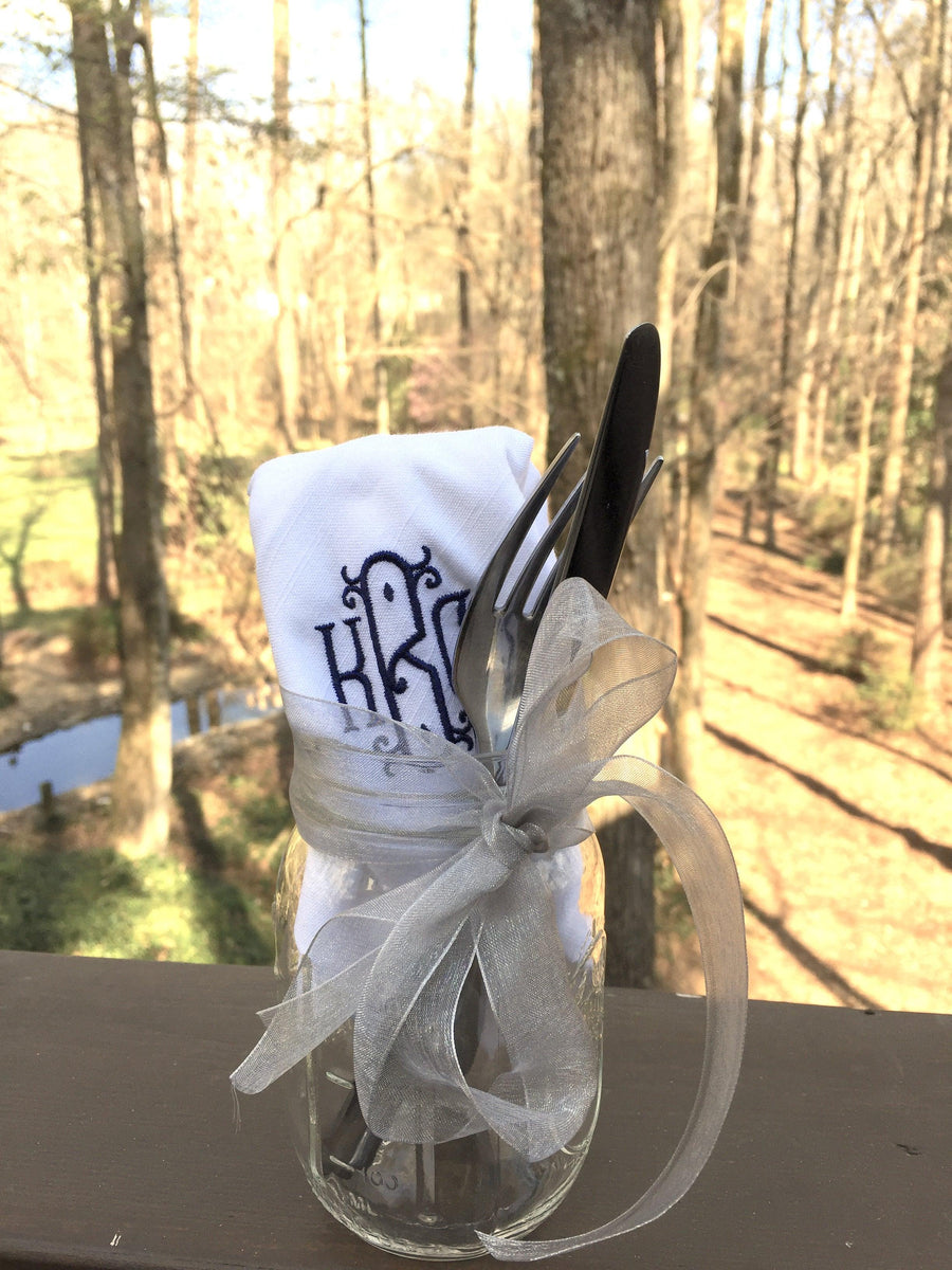 Mason Jars and Napkins The Perfect Napkin Holder White Tulip Embroidery