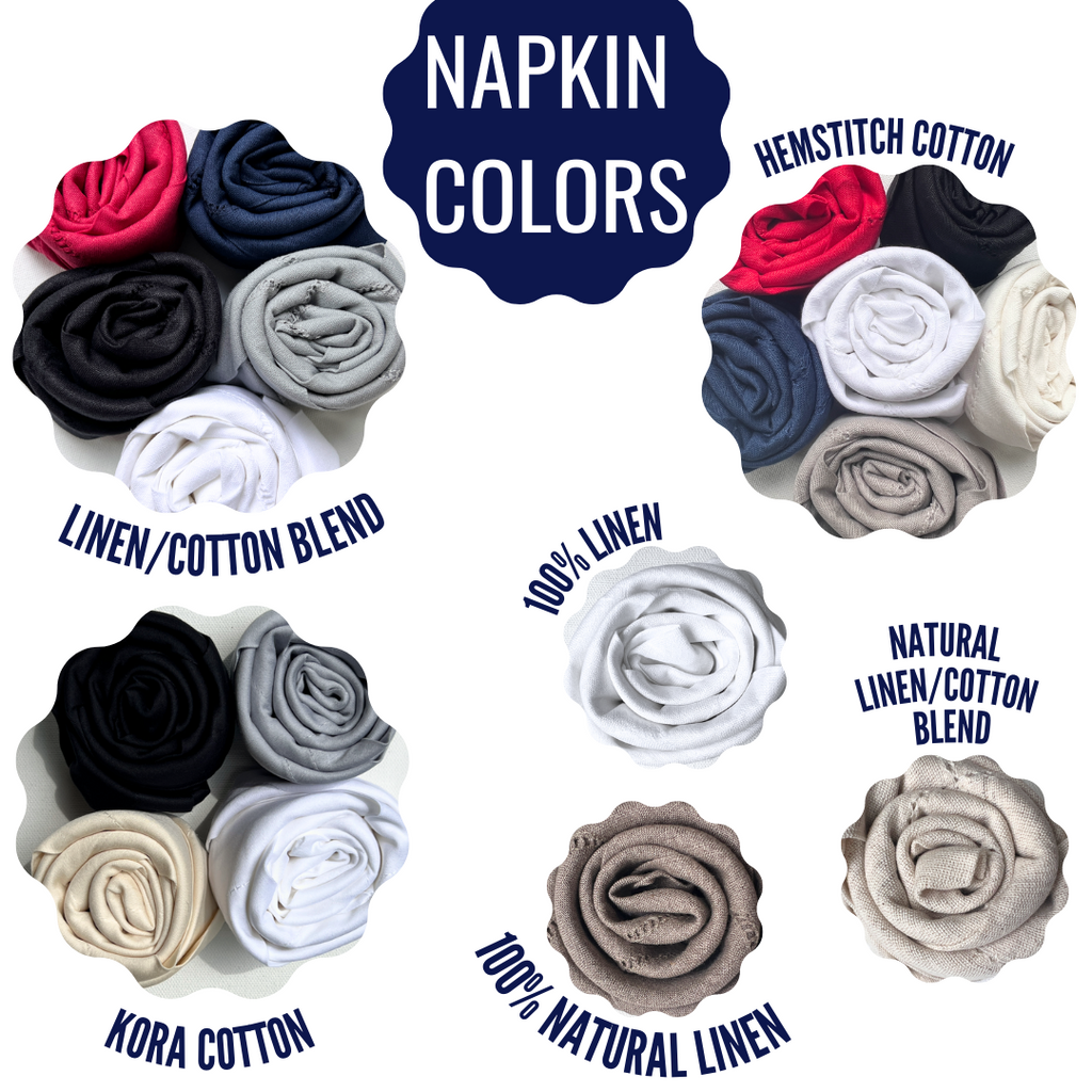 Interlocking 2 Letter Monogrammed Cloth Napkins - Set of 4 Duogram Napkins - White Tulip Embroidery