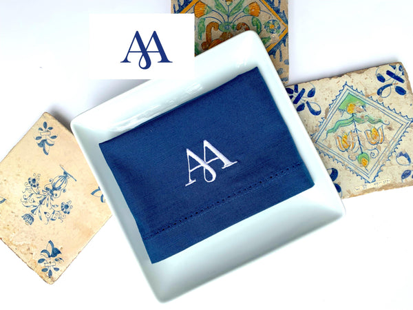 Digitizing Wedding Monogram - Custom Wedding Monogram Cloth Napkins - White Tulip Embroidery