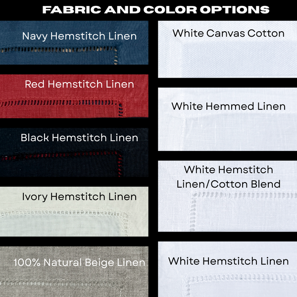 Weimaraner Dog Cloth Linen Cocktail Napkins, Set of 4 - White Tulip Embroidery