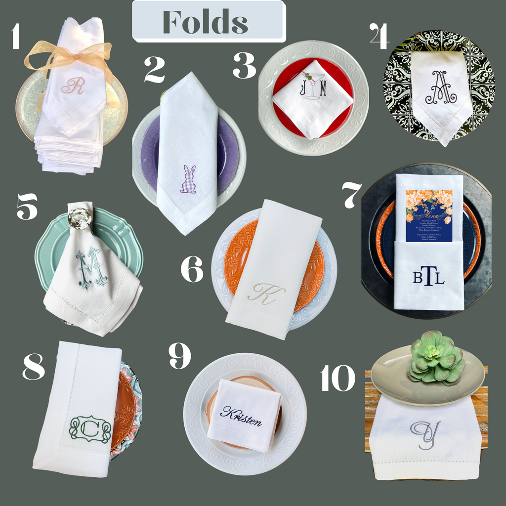 Twelve Days of Christmas Embroidered Cloth Napkins - Set of 12 napkins - White Tulip Embroidery