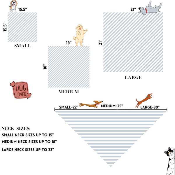 Free Dog Kisses Dog Bandana, Plaid or Striped Embroidered Dog Handkerchief, Valentine Dog Bandana - White Tulip Embroidery