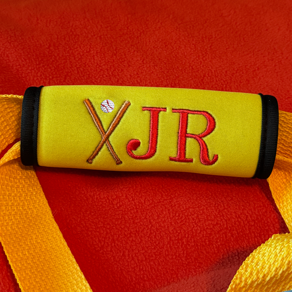 Baseball Name Luggage Handle Wrap Personalized and Embroidered, Softball Name Suitcase Tag - White Tulip Embroidery