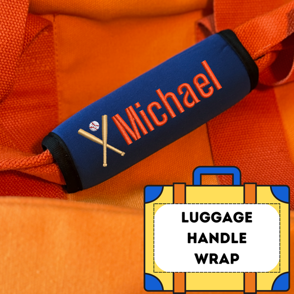 Baseball Name Luggage Handle Wrap Personalized and Embroidered, Softball Name Suitcase Tag - White Tulip Embroidery