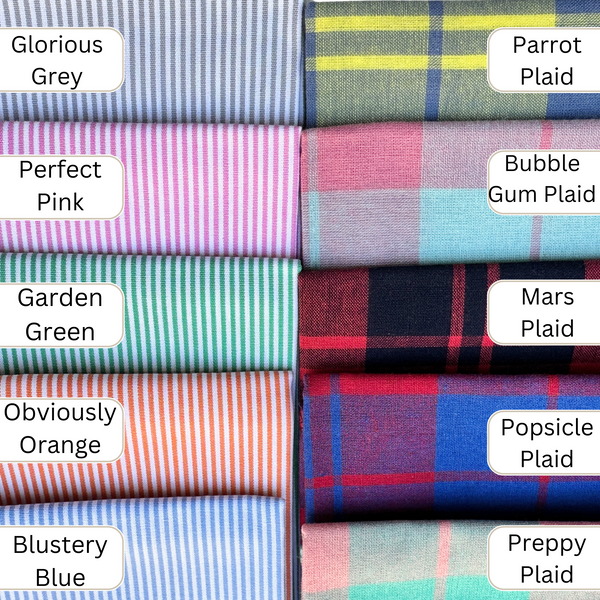 Baby Security Pin Striped Dog Bandana, Plaid Embroidered Dog Handkerchief, Dog New Baby Gift - White Tulip Embroidery