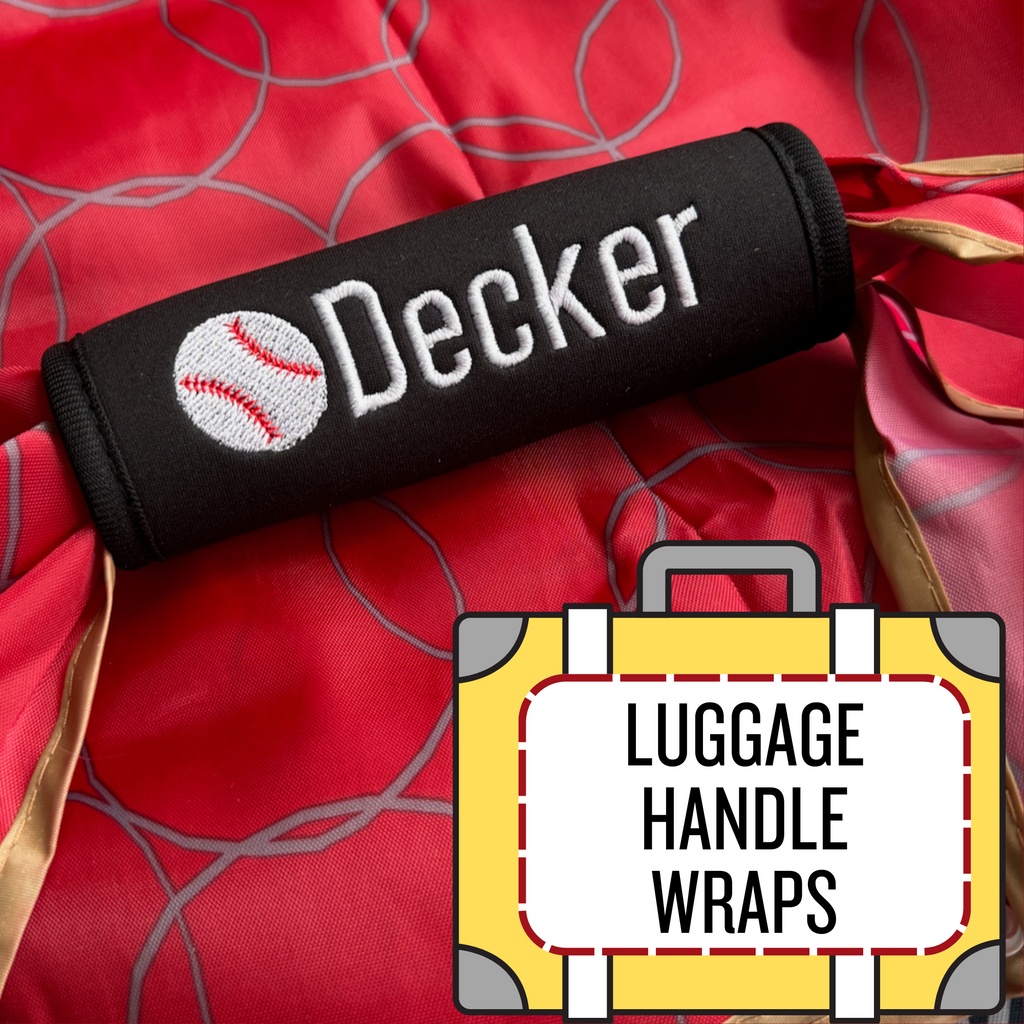 Baseball Name Luggage Handle Wrap Personalized and Embroidered, Softball Name Suitcase Tag - White Tulip Embroidery