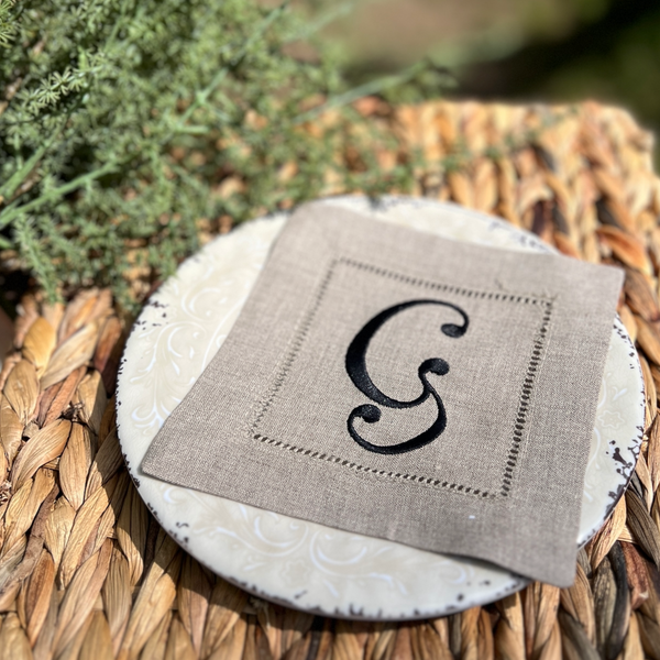 Celebration Monogrammed Cocktail Napkins, Set of 4 - White Tulip Embroidery