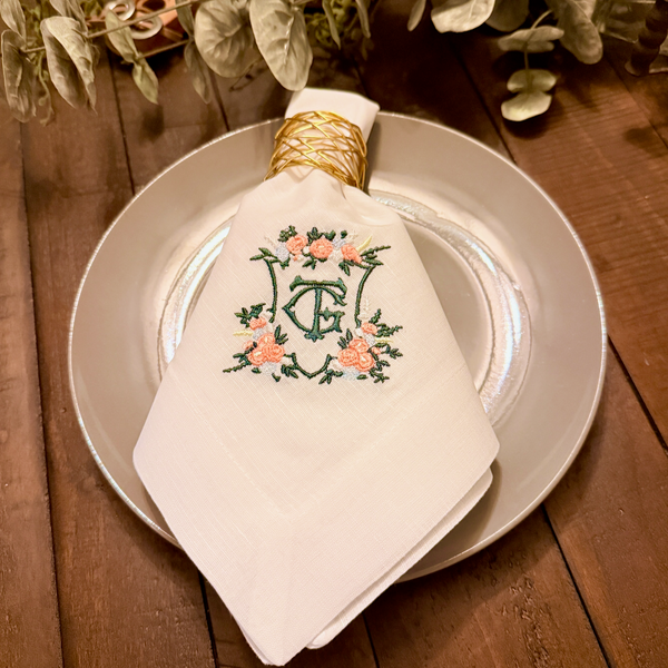 Sample Napkin + Logo Digitizing - White Tulip Embroidery