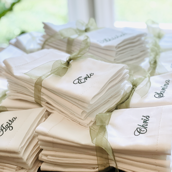 Set of 100 Personalized Wedding Party Monogrammed Name Napkins, Bulk names  napkins