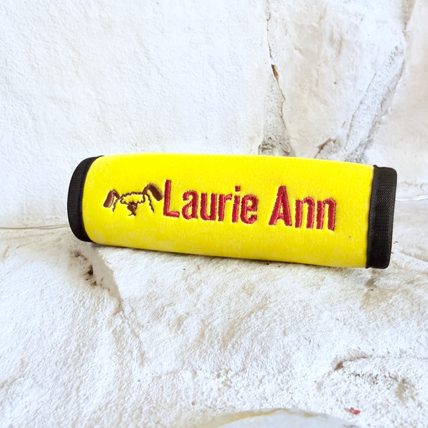 Dog Luggage Handle Wrap Name Personalized and Embroidered, Dog Suitcase Name Tag - White Tulip Embroidery