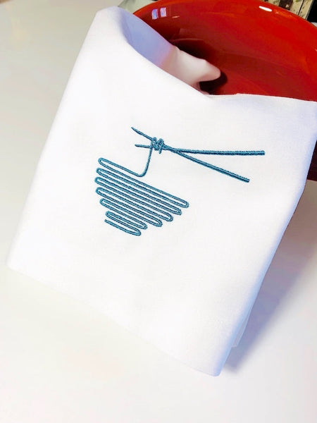 Ramen Noodle Embroidered Cloth Napkins - White Tulip Embroidery