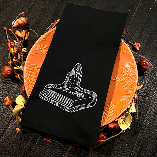 Scary Halloween Napkins - Set of 4 cloth napkins - White Tulip Embroidery