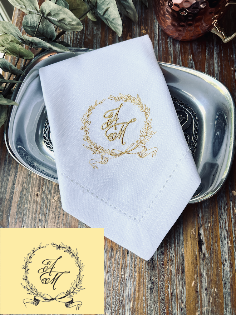 Sample Napkin + Logo Digitizing - White Tulip Embroidery