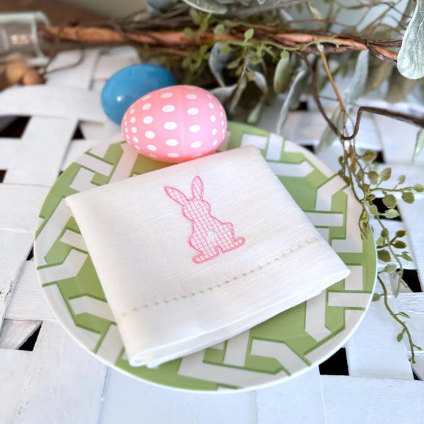 Easter Bunny Back Cloth Napkins - Set of 4 napkins - White Tulip Embroidery