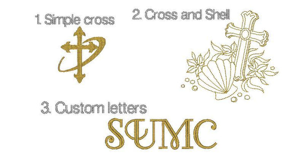 Custom Communion Cloths, Bread Plate Napkins, Corporal Fold - White Tulip Embroidery