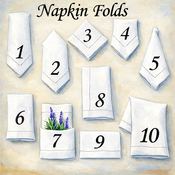 Slim Print Monogrammed Embroidered Cloth Dinner Napkins - Set of 4 napkins - White Tulip Embroidery