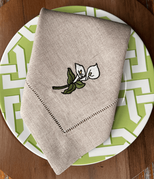 lily flower napkin fold Easter Lily Flower Embroidered Cloth Napkins