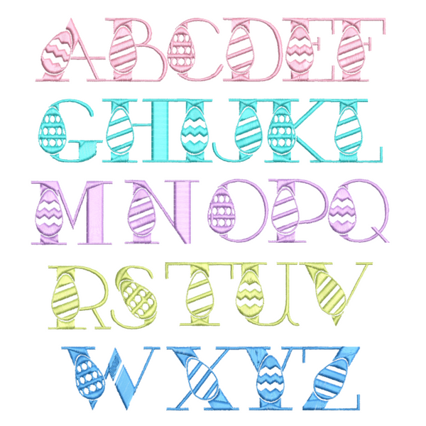 Easter Egg Monogrammed Cloth Napkins - Set of 4 napkins - White Tulip Embroidery