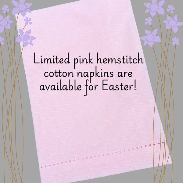 Easter Bunny Cloth Napkins - Set of 4 napkins - White Tulip Embroidery