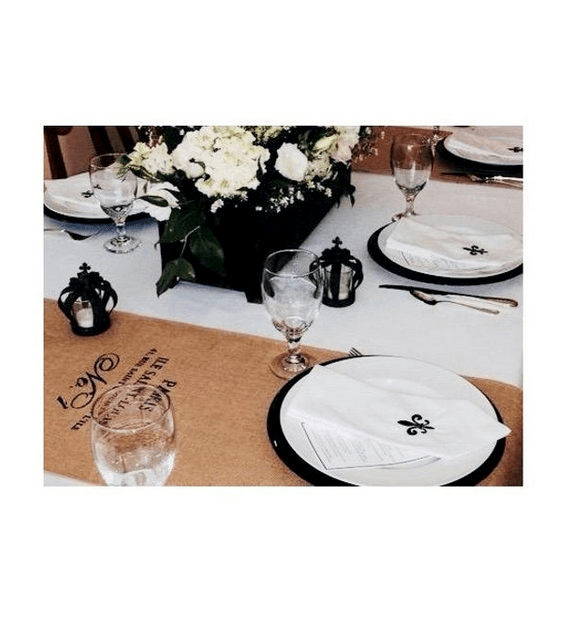 Fleur De Lis Embroidered Cloth Dinner Napkins - Set of 4 napkins - White Tulip Embroidery