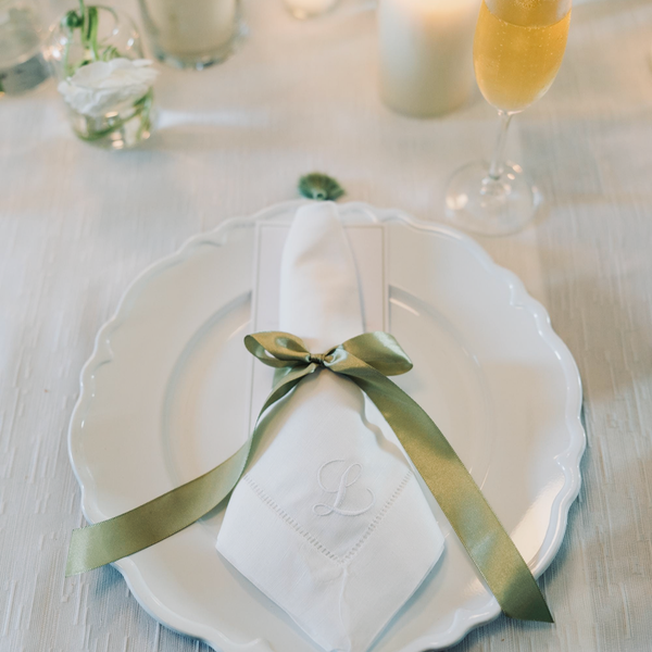 Chopin Monogrammed Embroidered Cloth Dinner Napkins - Set of 4 napkins - White Tulip Embroidery