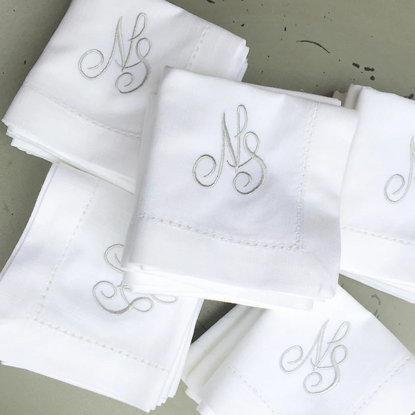 Set of 100, Bulk Monogrammed Cloth Wedding Napkins, Linen Napkins