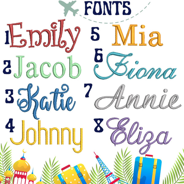 Palm Tree Name Luggage Handle Wrap Personalized and Embroidered, Name Suitcase Tag - White Tulip Embroidery