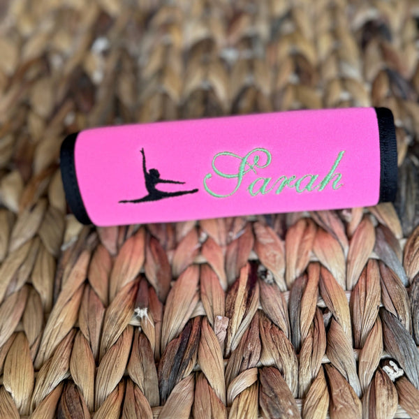 Dance Luggage Name Handle Wrap Personalized and Embroidered, Dance Sport Bag Name Tag - White Tulip Embroidery