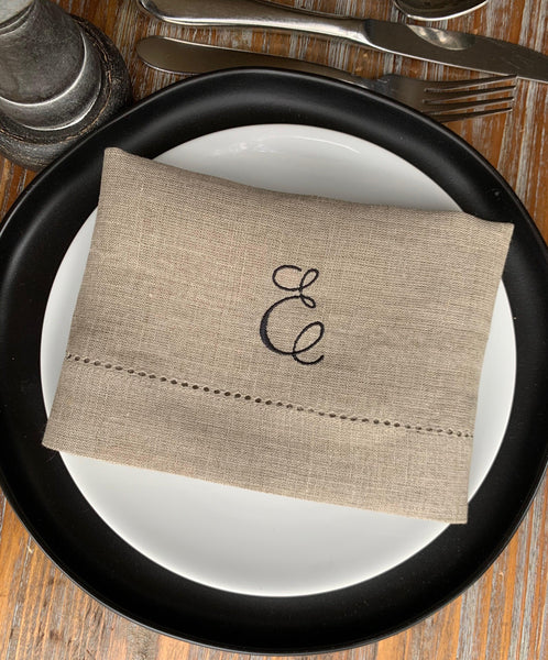 Ink Monogrammed Napkins - Set of 4 napkins - White Tulip Embroidery