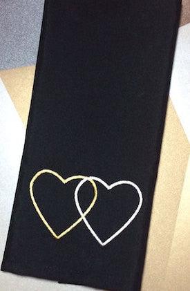 Love Linked Hearts Embroidered Cloth Napkins - Set of 4 napkins - White Tulip Embroidery