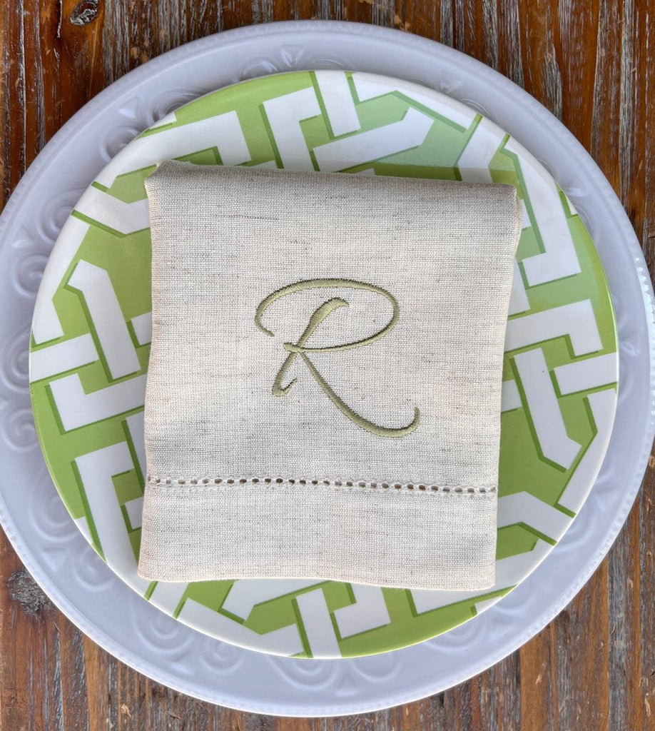 Moira Script Monogrammed Cloth Dinner Napkins - Set of 4 napkins - White Tulip Embroidery