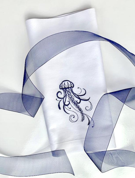 Octopus Embroidered Cloth Napkins - White Tulip Embroidery