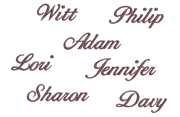 Set of 4 Embroidered Name Napkins, Lucinda Names Cloth napkins - White Tulip Embroidery