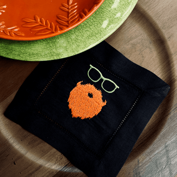 St. Patrick's Day Bearded Leprechaun Cloth Cocktail Napkins, Set of 4 - White Tulip Embroidery