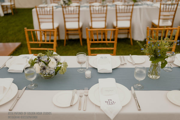Verona Monogrammed Embroidered Cloth Napkins - White Tulip Embroidery