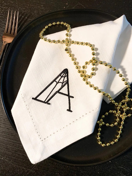 Spider Web Halloween Monogrammed Cloth Dinner Napkins - Set of 4 napkins - White Tulip Embroidery