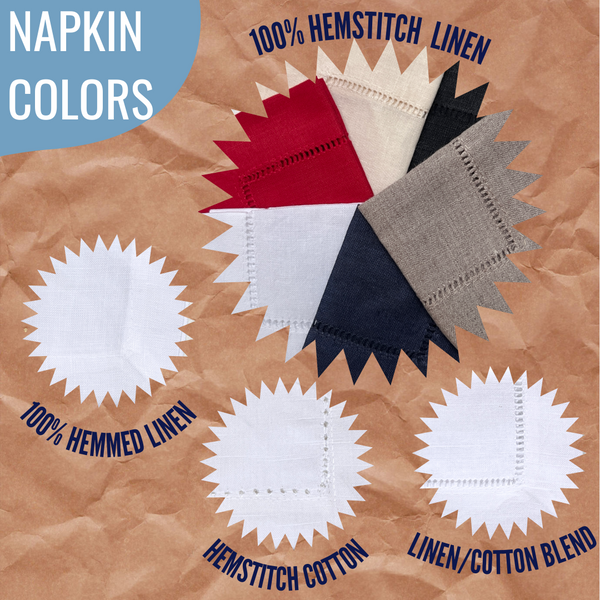 Hemstitched Linen Blend Cocktail Napkins (Set of 12) - On Sale