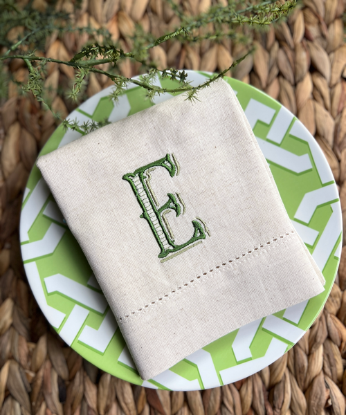 Verona Monogrammed Embroidered Cloth Napkins – White Tulip Embroidery
