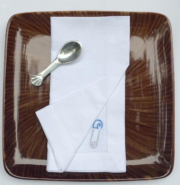 Baby Gender Reveal Cloth Napkins - Set of 4 napkins - White Tulip Embroidery
