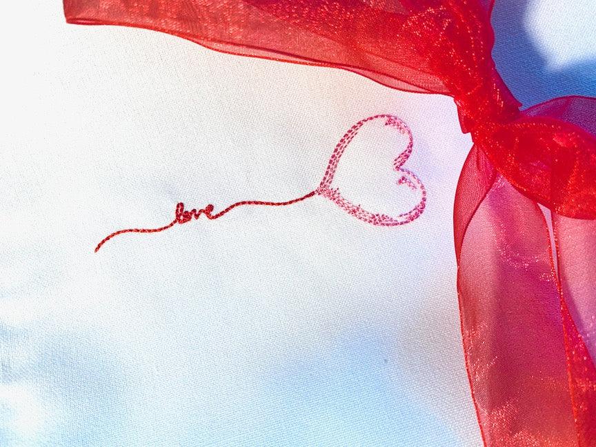 Balloon Love Heart Valentine's Day Cloth Napkins - White Tulip Embroidery