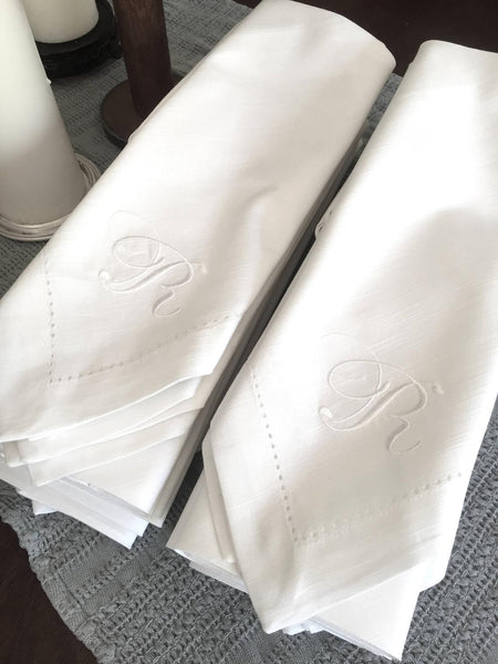 Bulk Monogrammed Wedding Napkins, Set of 50, Embroidered Cloth Dinner –  White Tulip Embroidery