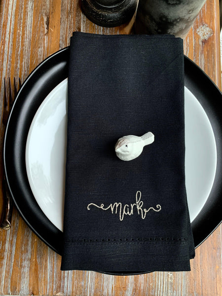 Linen Napkins in Black - Set of 4