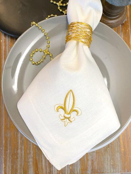 Fleur De Lis Embroidered Cloth Dinner Napkins, Set of 4, Fleur De Lis  Napkins, Party Napkins, Mardi Gras Napkins, Mardi Gras Party 