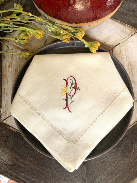 Rachael Monogrammed Embroidered Cloth Napkins - Set of 4 napkins – White  Tulip Embroidery