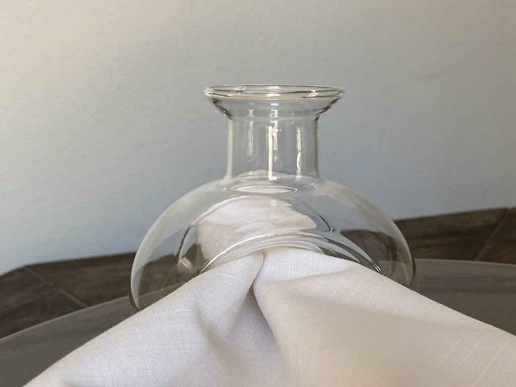 Glass Vase Napkin Rings, Set of 6, Flower Vase napkins rings, Floral napkin rings, bud vase table decor, bud vase napkin rings - White Tulip Embroidery