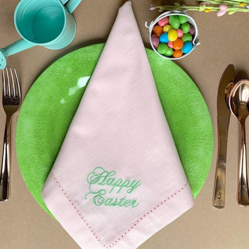 cloth napkins set spring summer easter set of 8 Yellow Pink Green