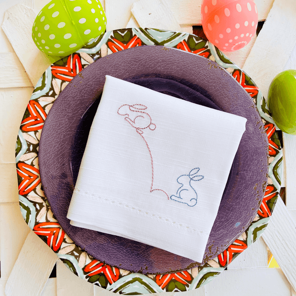 Easter Bunny Back Cloth Napkins - Set of 4 napkins