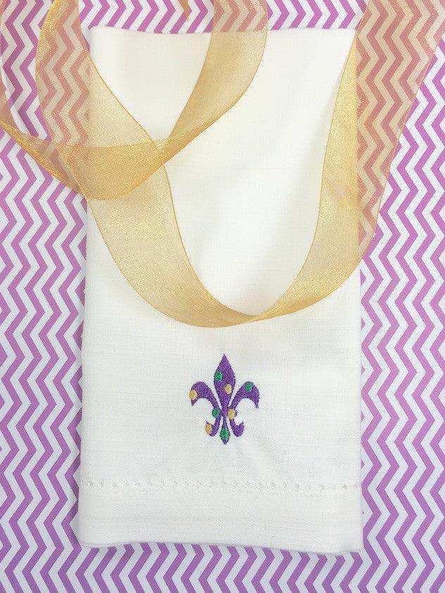 Mardi Gras White Fleur De Lis Fabric by Caitlin Collection - Dear