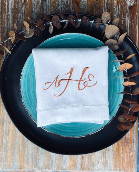 Moira Script Monogrammed Cloth Dinner Napkins - Set of 4 napkins