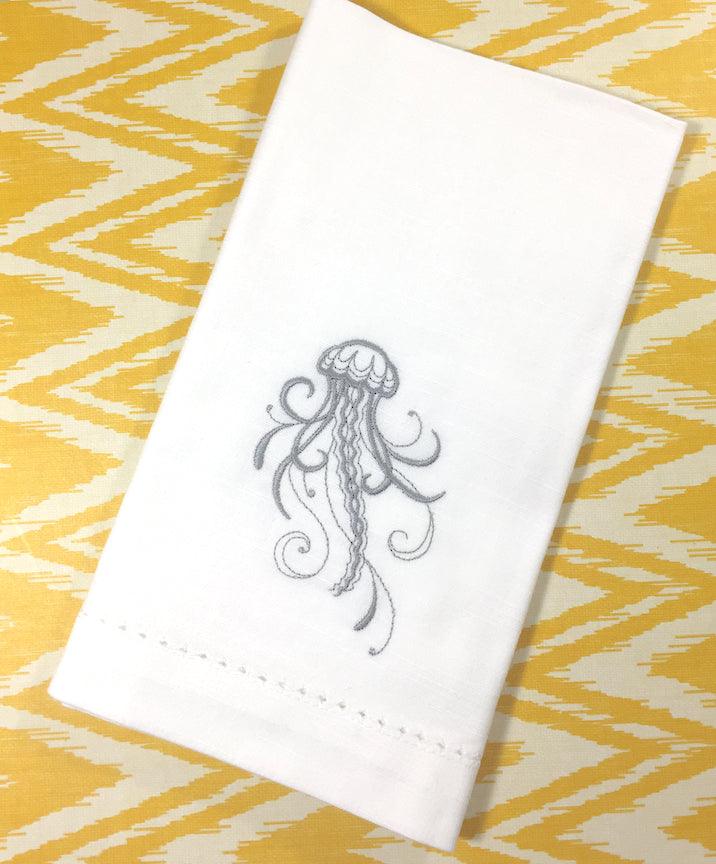 Octopus Embroidered Cloth Napkins - White Tulip Embroidery
